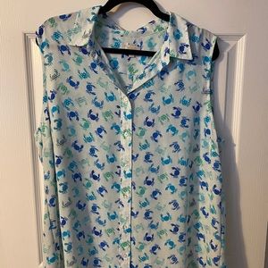 Light Blue Crabs Talbots button down blouse